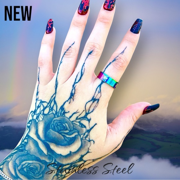 💝New Unisex Spider Stainless Steel Rainbow Band ring - Picture 10 of 12